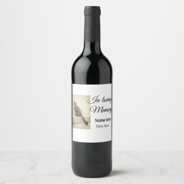 In loving memory memorial keepsake add pet name wine label (Front)
