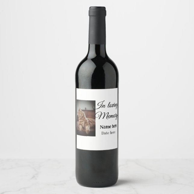 In loving memory memorial keepsake add pet name wine label (Front)
