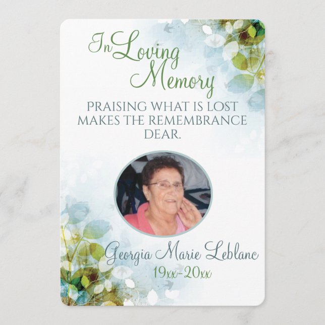 In Loving Memory Memorial Keepsake Cards (Front)