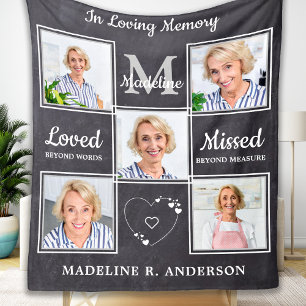 In Loving Memory Memorial Keepsake Photo Collage Fleece Blanket