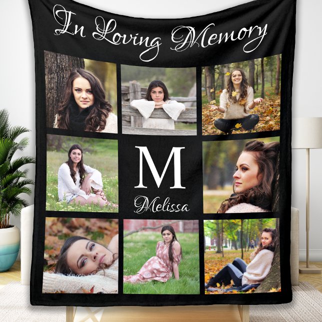 In Loving Memory Memorial Keepsake Photo Collage Fleece Blanket (Creator Uploaded)