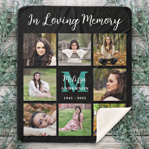 In Loving Memory Memorial Keepsake Photo Collage  Sherpa Blanket
