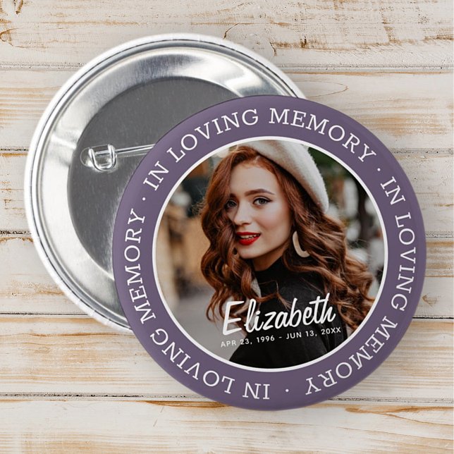 In Loving Memory Memorial Modern Custom Photo 6 Cm Round Badge (Creator Uploaded)