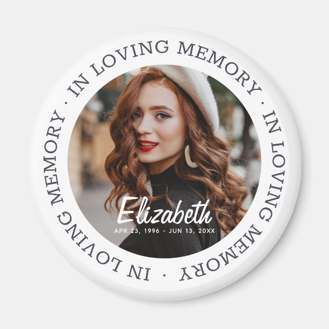 In Loving Memory Memorial Modern Custom Photo Magnet (Front)