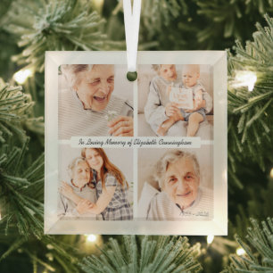In Loving Memory Memorial Modern Elegant 4 Photos Glass Tree Decoration