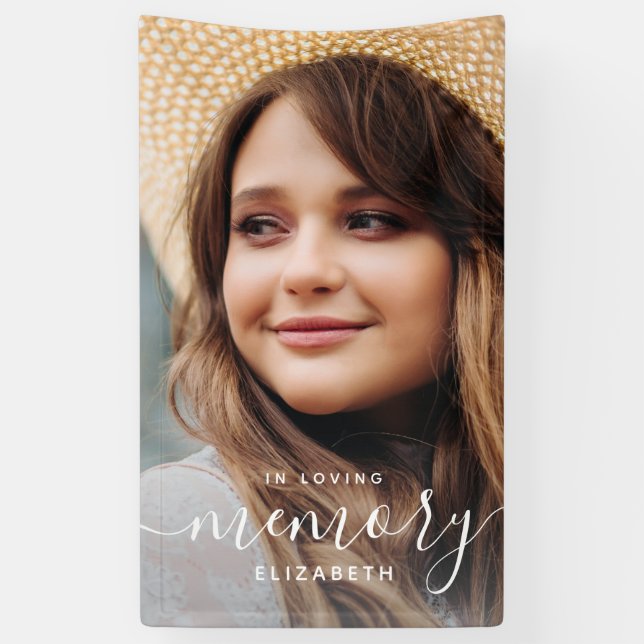 In Loving Memory Memorial Modern Elegant Photo Banner (Vertical)
