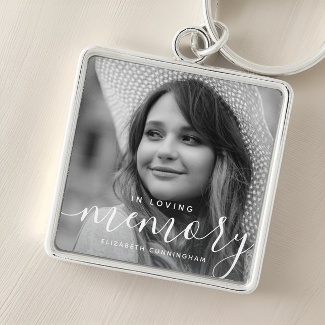 In Loving Memory Memorial Modern Elegant Photo Key Ring (Creator Uploaded)