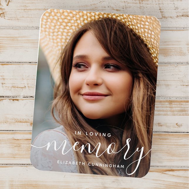 In Loving Memory Memorial Modern Elegant Photo Magnet (Creator Uploaded)
