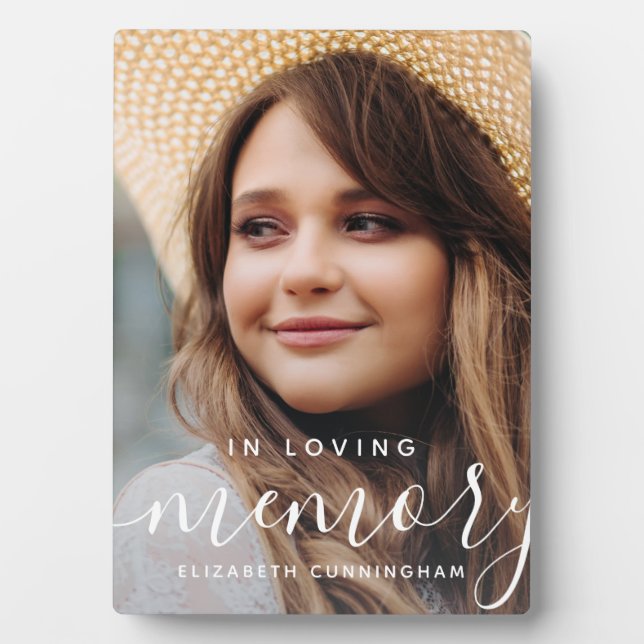 In Loving Memory Memorial Modern Elegant Photo Plaque (Front)