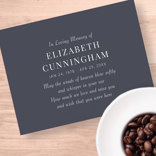 In Loving Memory Memorial Modern Simple Announcement Postcard (Creator Uploaded)