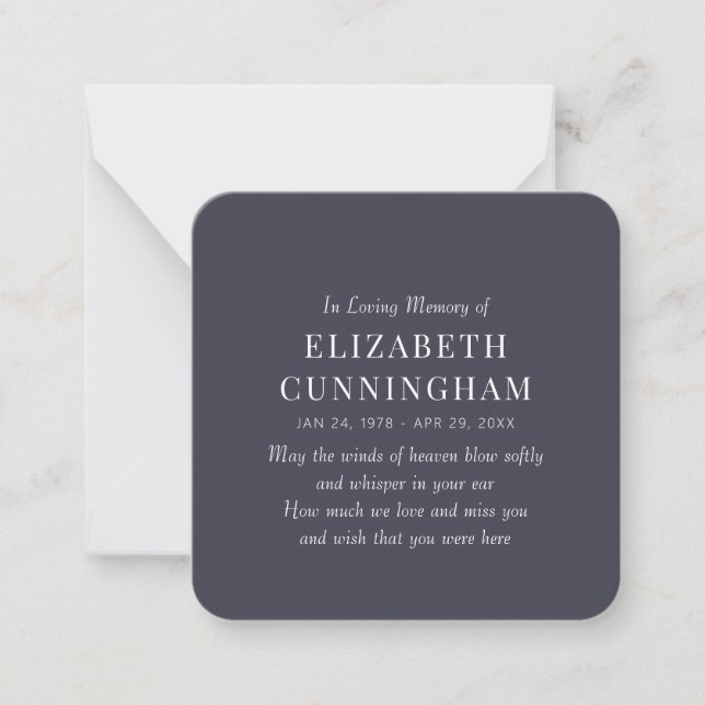 In Loving Memory Memorial Modern Simple Card (Front)