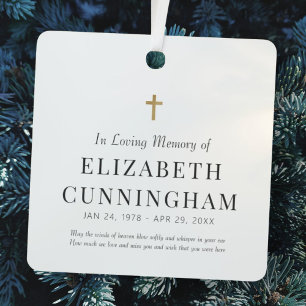 In Loving Memory Memorial Modern Simple Cross Metal Tree Decoration