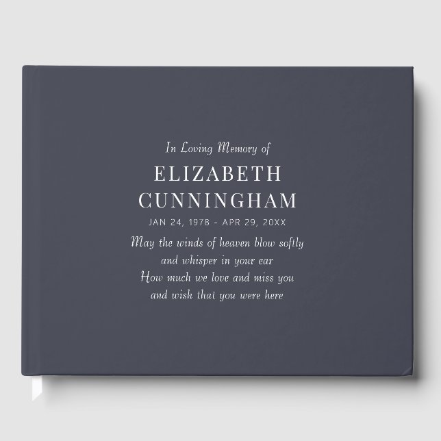 In Loving Memory Memorial Modern Simple Guest Book (Front)