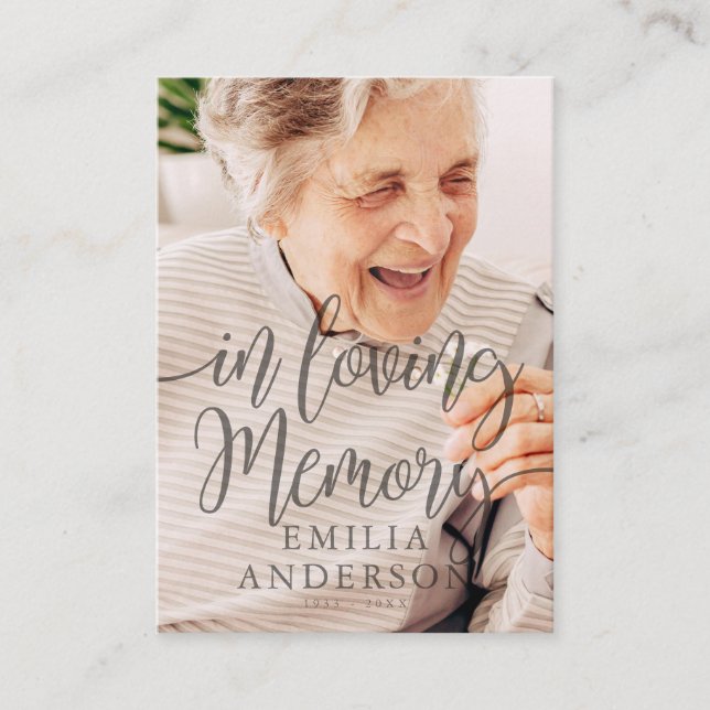 In Loving Memory Memorial Modern Simple Photo Card (Front)
