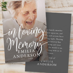 In Loving Memory Memorial Modern Simple Photo Card