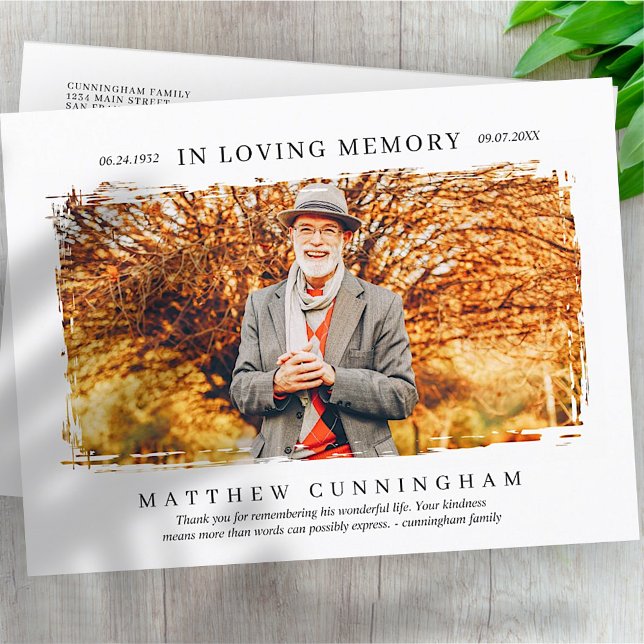In Loving Memory Memorial Modern Simple Photo Postcard (Creator Uploaded)