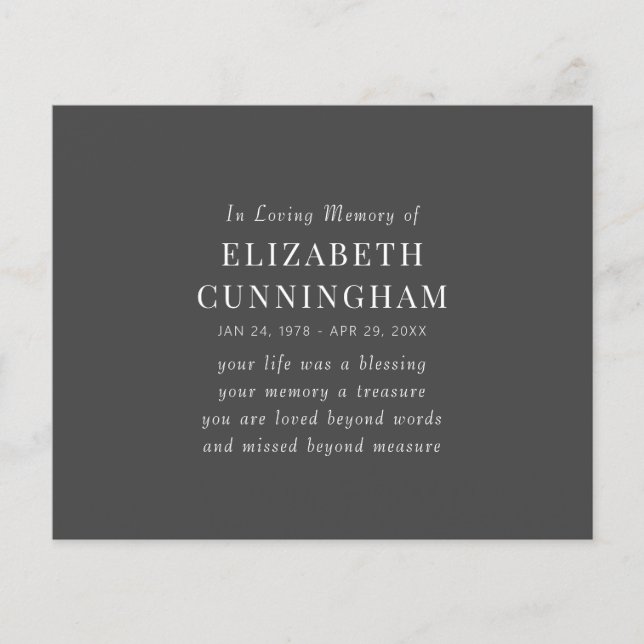 In Loving Memory Memorial Modern Simple Quote (Front)