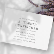 In Loving Memory Memorial Modern Simple Quote