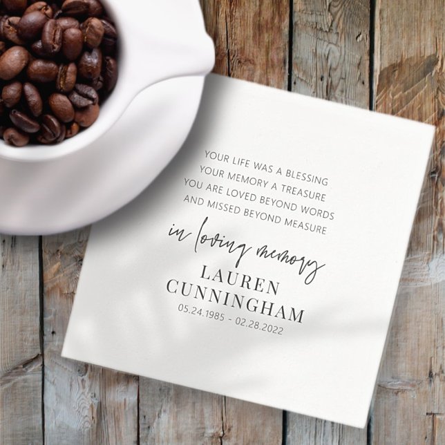 In Loving Memory Memorial Modern Simple Quote Napkin (Creator Uploaded)