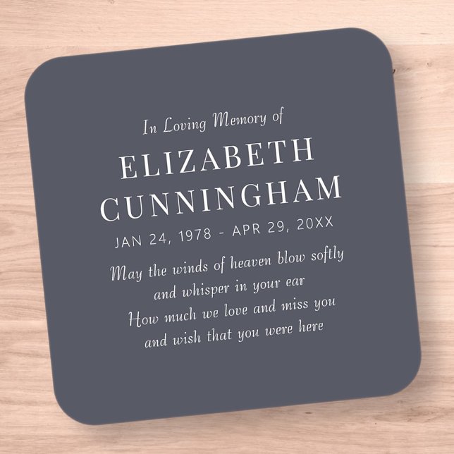 In Loving Memory Memorial Modern Simple Square Sticker (Creator Uploaded)