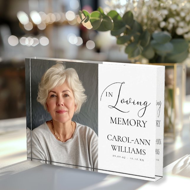 "In Loving Memory" Memorial, Name, Photo Block ("In Loving Memory" Memorial, Name, Photo, Photo Block. Simple, elegant, script font.)