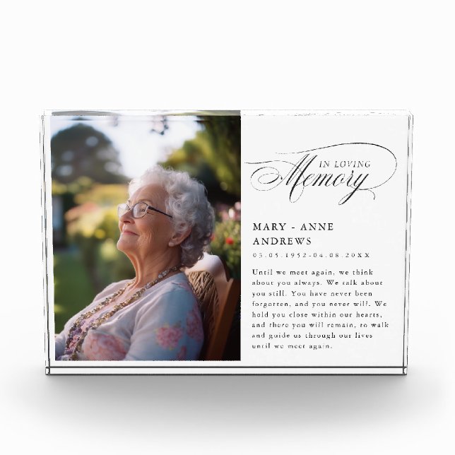 "In Loving Memory" Memorial, Name, Photo Block (Front)