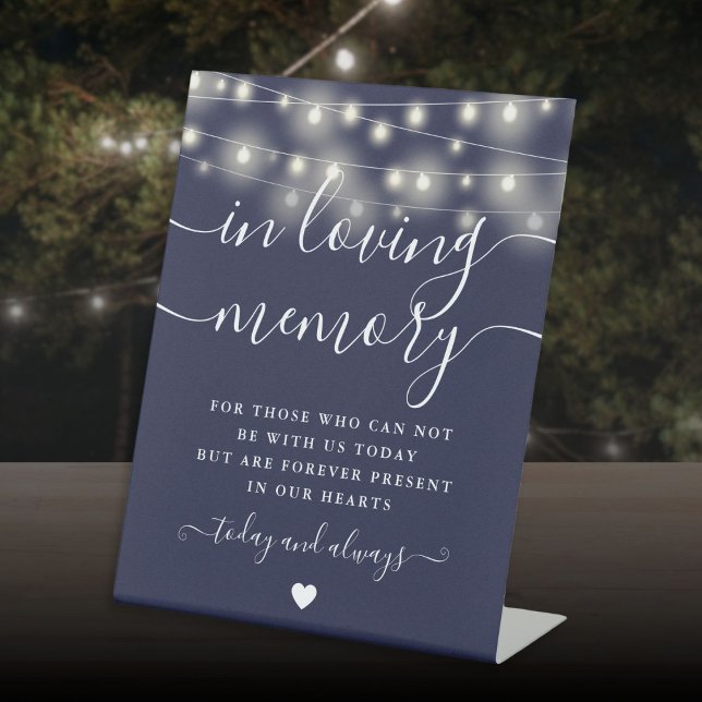 In Loving Memory Memorial Navy Blue String Lights Pedestal Sign (In Loving Memory Memorial Navy Blue String Lights Pedestal Sign)
