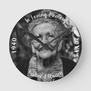 In Loving Memory Memorial Photo Birth Death  Round Clock