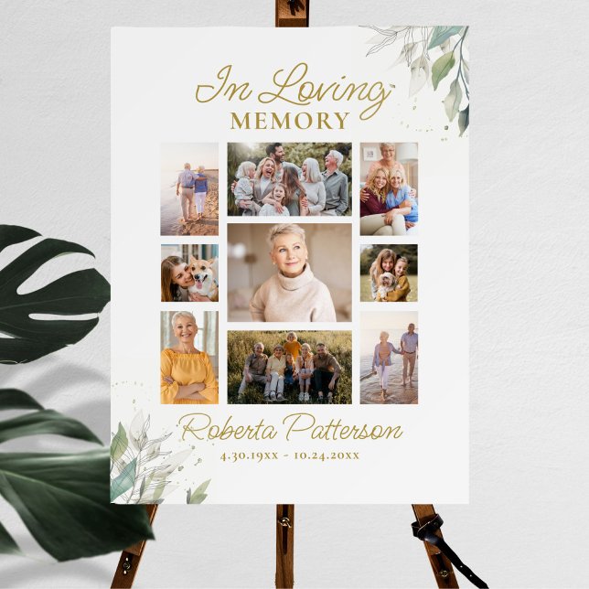 In Loving Memory Memorial Photo Collage Custom Acrylic Sign (Creator Uploaded)