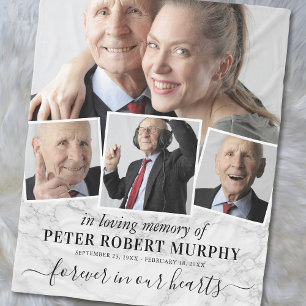 In Loving Memory Memorial Photo Marble Fleece Blanket