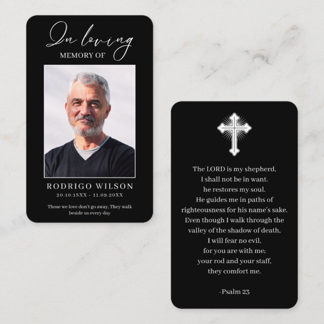 In Loving Memory Memorial Prayer Photo Cards (Front/Back)