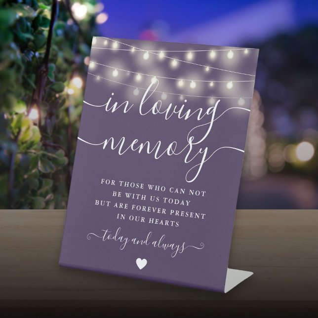 In Loving Memory Memorial Purple String Lights Pedestal Sign (In Loving Memory Memorial Purple String Lights Pedestal Sign)