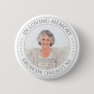 In Loving Memory Memorial Simple Elegant Photo 6 Cm Round Badge