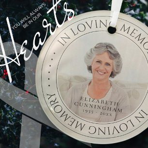 In Loving Memory Memorial Simple Elegant Photo Glass Tree Decoration