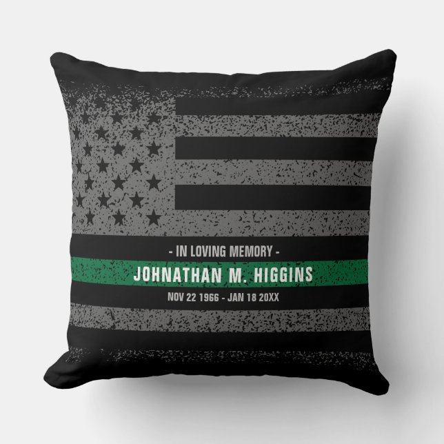 In Loving Memory Military Thin Green Line Pillow (Front)