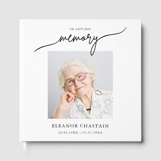 In Loving Memory Minimalist Photo Sympathy Guest Book (Front)