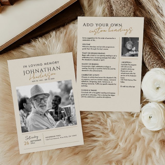 In Loving Memory Modern 2-Photo Elegant Memorial Program (Creator Uploaded)