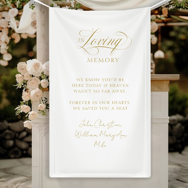 "In Loving Memory" Modern, Calligraphy, Wedding Banner (Customer specific, modern, calligraphy, wedding, memorial, script font, white, banner. )