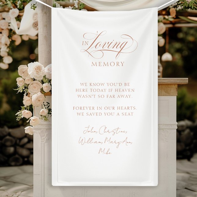 "In Loving Memory" Modern, Calligraphy, Wedding Banner (Customer specific, modern, calligraphy, wedding, memorial, script font, white, banner. )