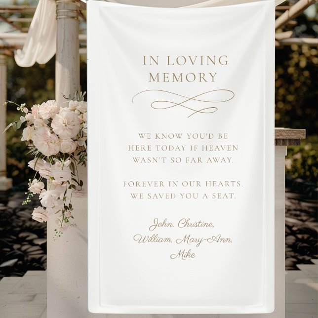 "In Loving Memory" Modern, Calligraphy, Wedding  Banner (Personalized Banner "WE KNOW YOU'D BE HERE TODAY IF HEAVEN WASN'T SO FAR AWAY. )