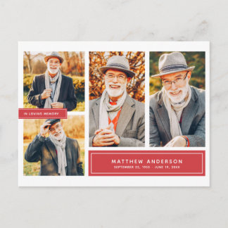 In Loving Memory Modern Colour Multi Photo Postcard
