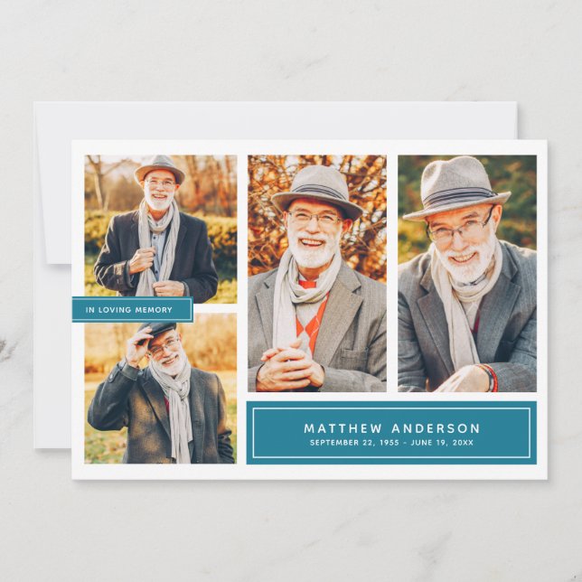 In Loving Memory Modern Colour Photo Thank You Card (Front)