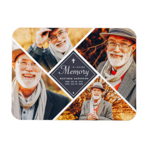 In Loving Memory Modern Cross Multi Photo Magnet