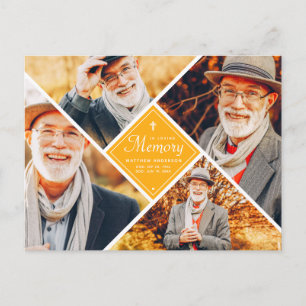 In Loving Memory Modern Cross Multi Photo Postcard