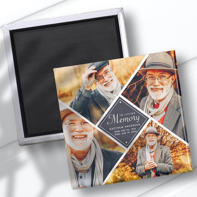 In Loving Memory Modern Cross Multi Photo Template Magnet (Creator Uploaded)