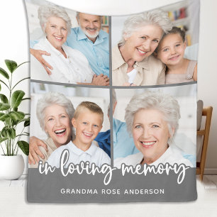 In Loving Memory Modern Custom 4 Photo Collage Fleece Blanket