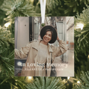 In Loving Memory Modern Custom Photo Memorial Glass Tree Decoration