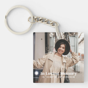 In Loving Memory Modern Custom Photo Memorial Key Ring