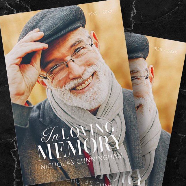 In Loving Memory Modern Elegant Photo Memorial Card (Creator Uploaded)