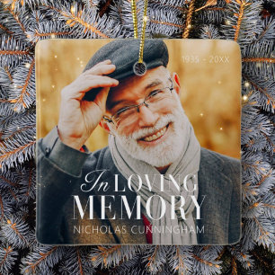 In Loving Memory Modern Elegant Photo Memorial Ceramic Ornament